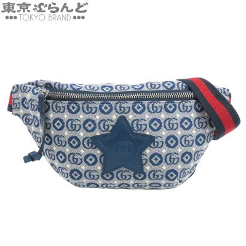Gucci Waist Pouch Clutch Bag Canvas GG Supreme Belt Hip Blue